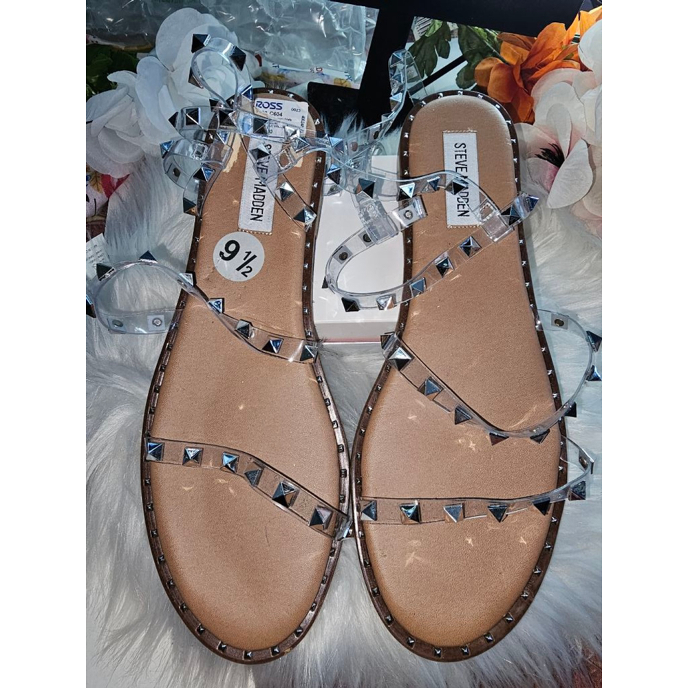Women's Steve Madden Sandals Size 9.5 Clear Studded